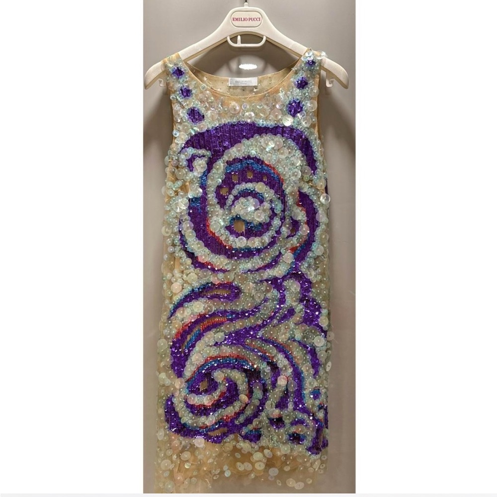Emilio Pucci Purple and Cream Sequin Dress